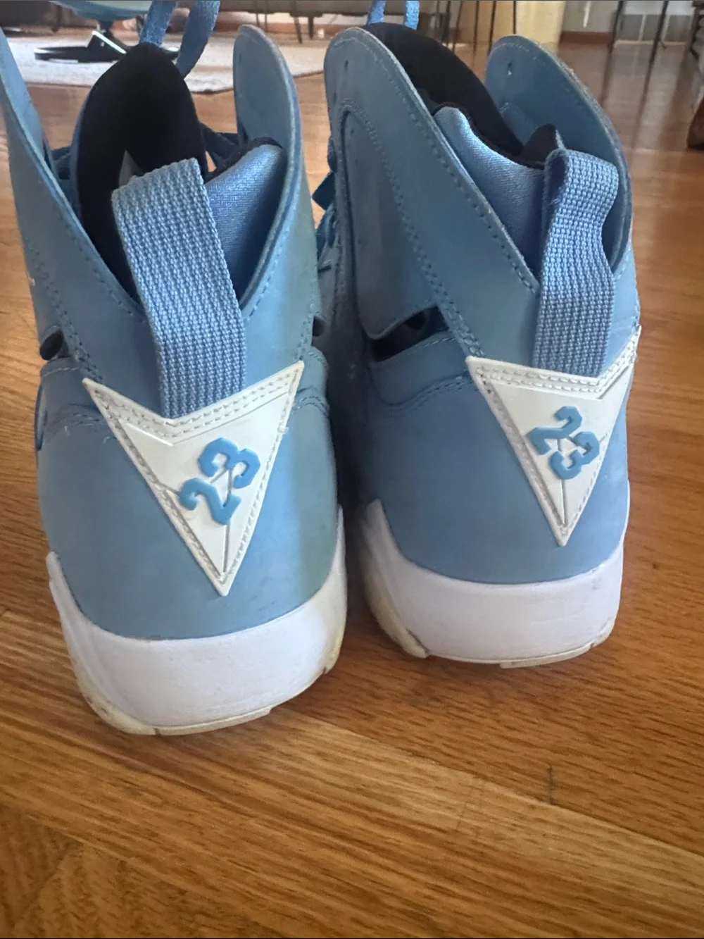 Air Jordan Men's 23 7 Retro Light Blue and White